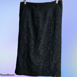 Worthington Black Lace Midi Pencil Skirt 10 EUC